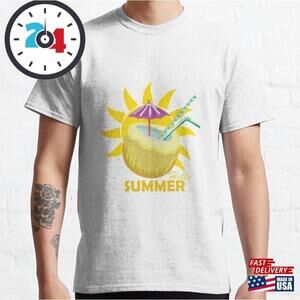Hello Summer Word With Coconut And Sun Classic T-Shirt